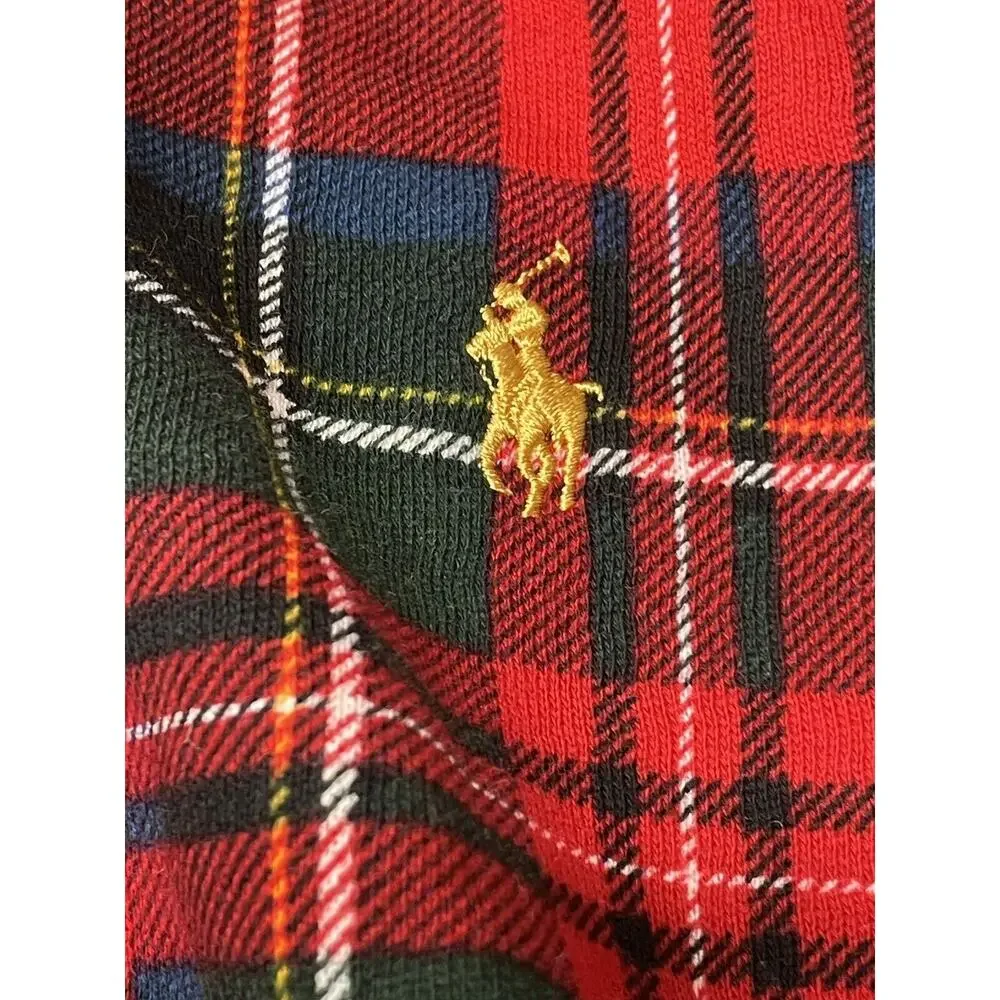 Polo Ralph Lauren Red Green Plaid Sweatshirt Mens Sz M Tartan Buffalo Check Med